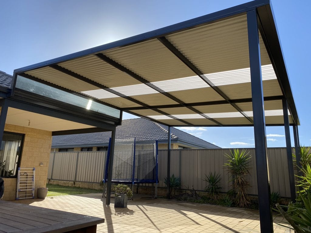 Flat colorbond patio built by Perth patio Magic