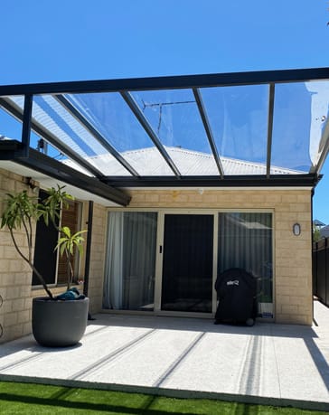Flat patio, Sunglaze, glass look patio built by Perth Patio Magic